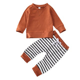 Long Sleeve & Striped Track Pants 2-Piece Set