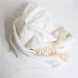 White Vintage Tassel Muslin Swaddle Wrap 100x120cm