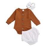 Long Sleeve Onesie, Bloomer & Bow Set