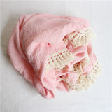 Pink Vintage Tassel Muslin Swaddle Wrap